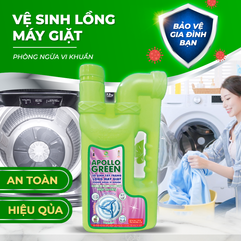 MS134 (1200g) Apollo Green - Vệ Sinh Tẩy Trắng Lồng Máy Giặt Khử Mùi Kháng Khuẩn Phòng Ngừa Vi Khuẩn Đa Năng