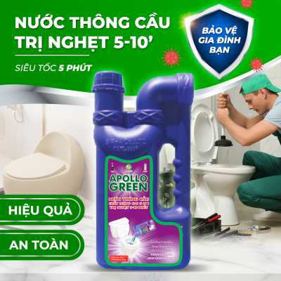 MS100 (1600g) Nước thông cầu Apollo Green 5 in 1 giúp hỗ trợ làm sạch và duy trì đường ống thoát nước .