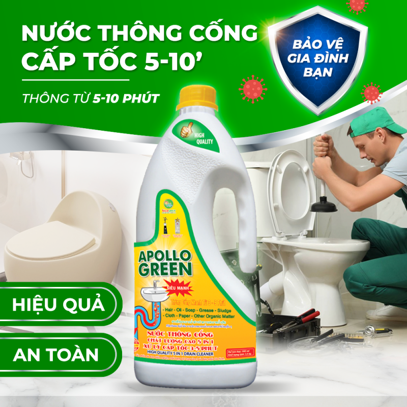 MS111 (1600g) Nước thông cống siêu mạnh Apollo Green