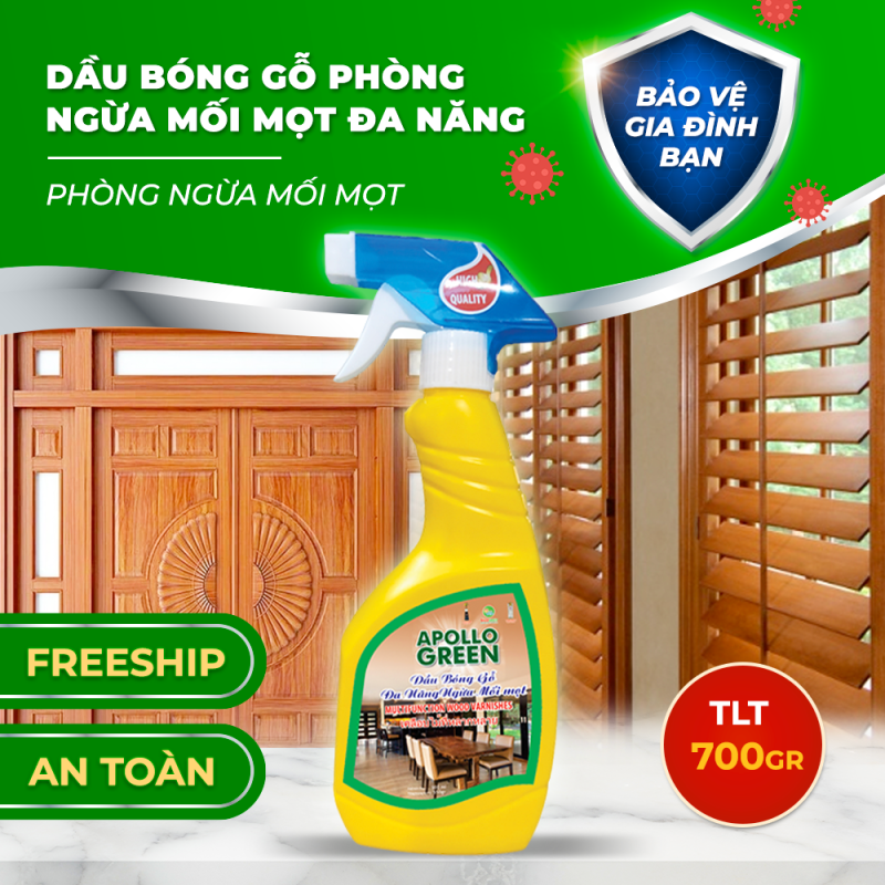 MS152 (550g) Bóng gỗ đa năng Apolo Green - Chống mối mọt, làm mới đồ gỗ nhanh chóng