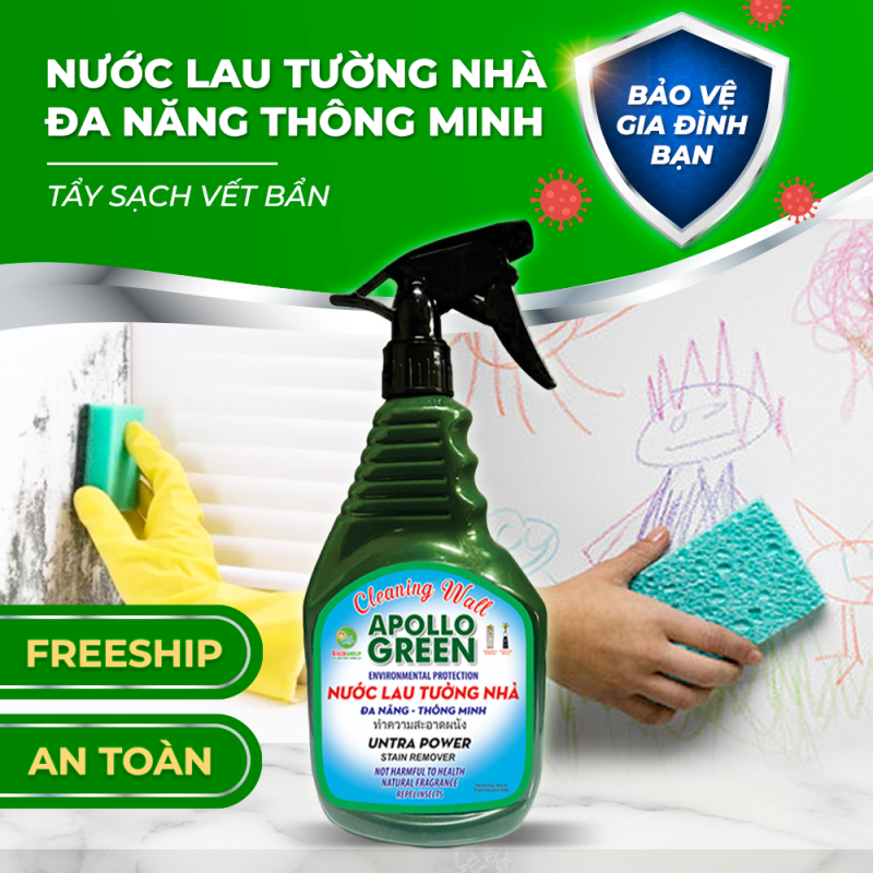 MS142 ( 800g ) NƯỚC LAU TƯỜNG NHÀ ĐA NĂNG - THÔNG MINH APOLLO GREEN