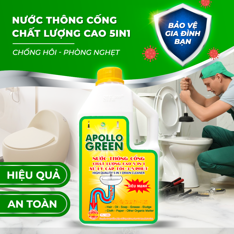 MS110 (1400g) Nước thông cống 5 in 1 – hỗ trợ làm sạch và duy trì đường ống thoát nước gia đình.